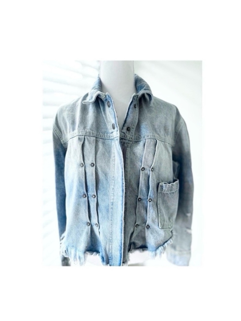 Free People Light Blue Studded Denim Jacket